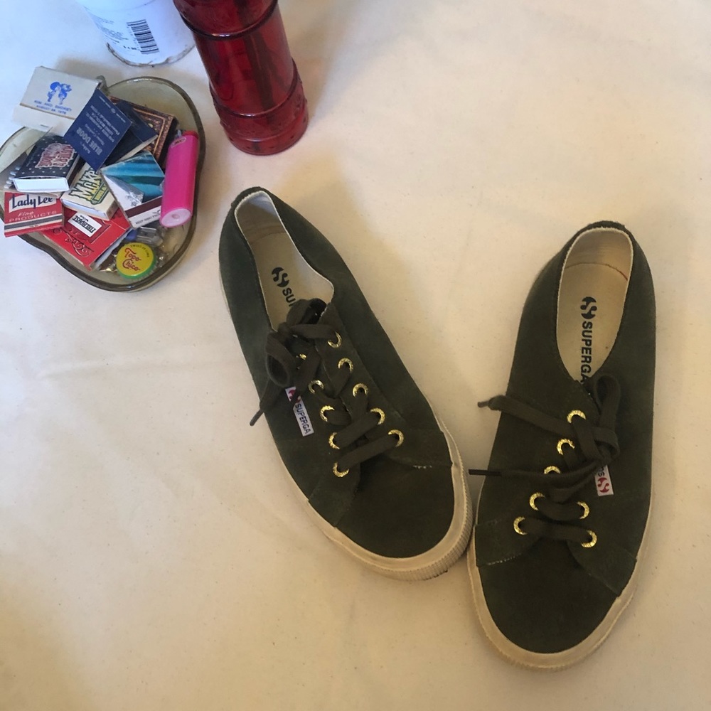 Olive green superga sneakers